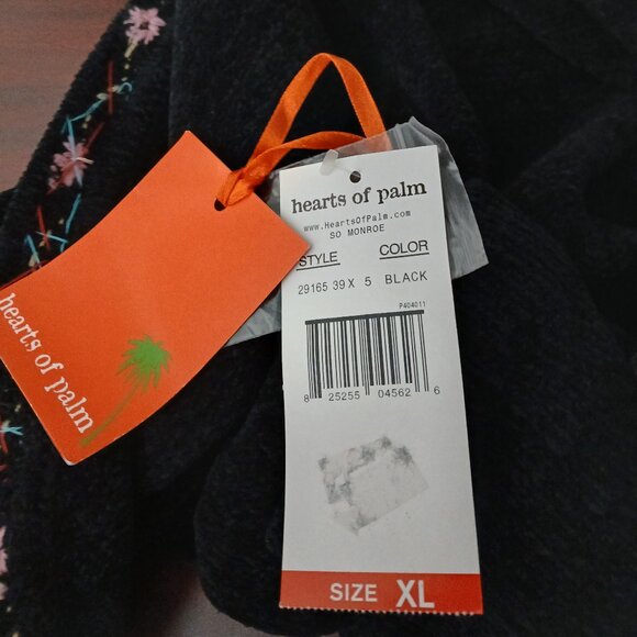 NWT Hearts Of Palm Cardigan Sweater XL Black Chenille Beaded Embroidered - Picture 8 of 10